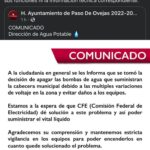 Ayuntamiento Paso de Ovejas sin Agua y sin Luz